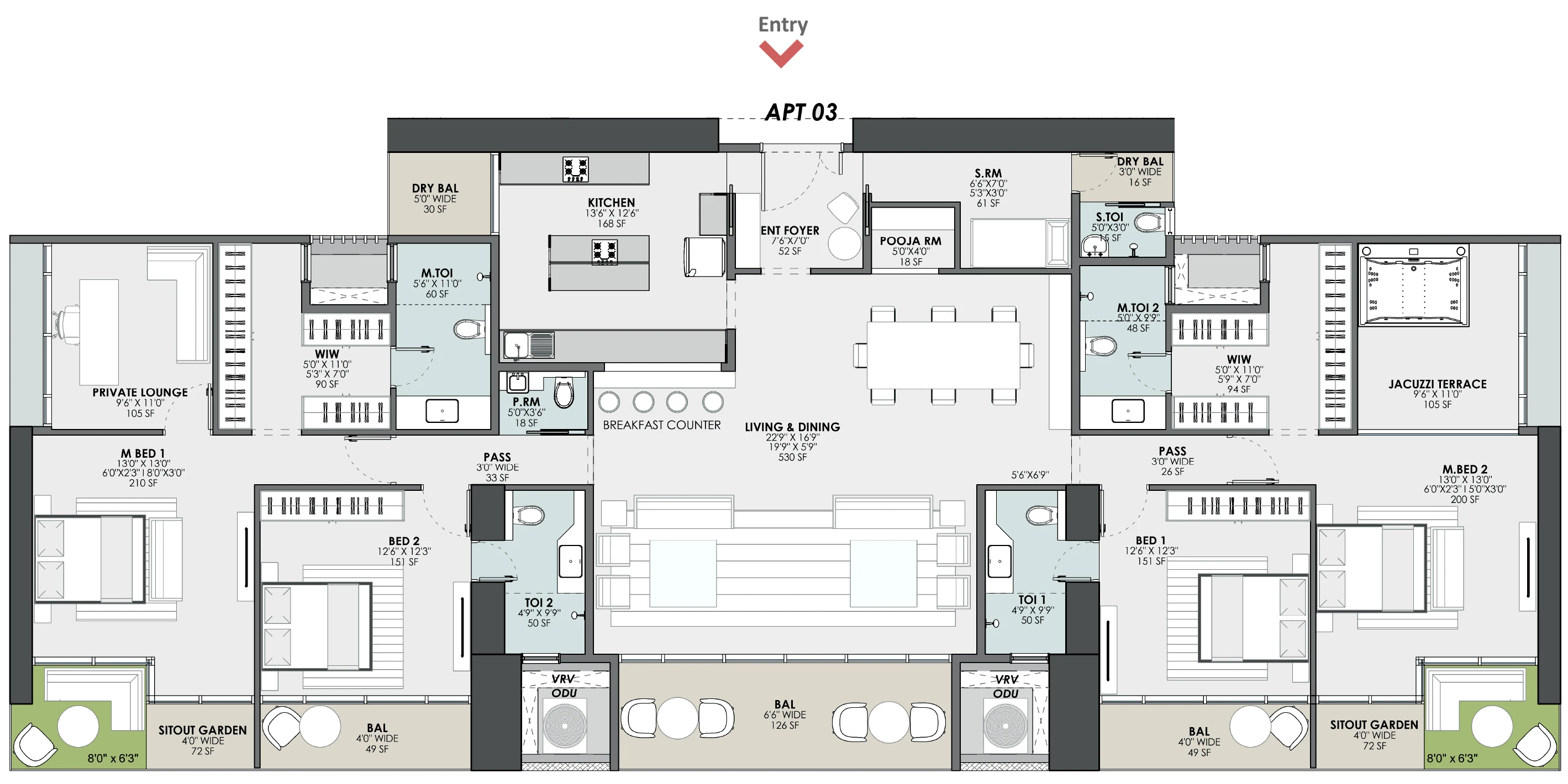4 BHK Floor Plan - 2894 sq.ft.